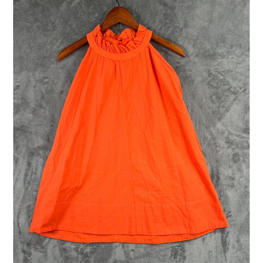 Mersea Endless Summer Top L/XL Orange Ruffle Neck Halter A-Line Sleeveless